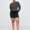 5" midjehöga girlfriend-shorts i denim