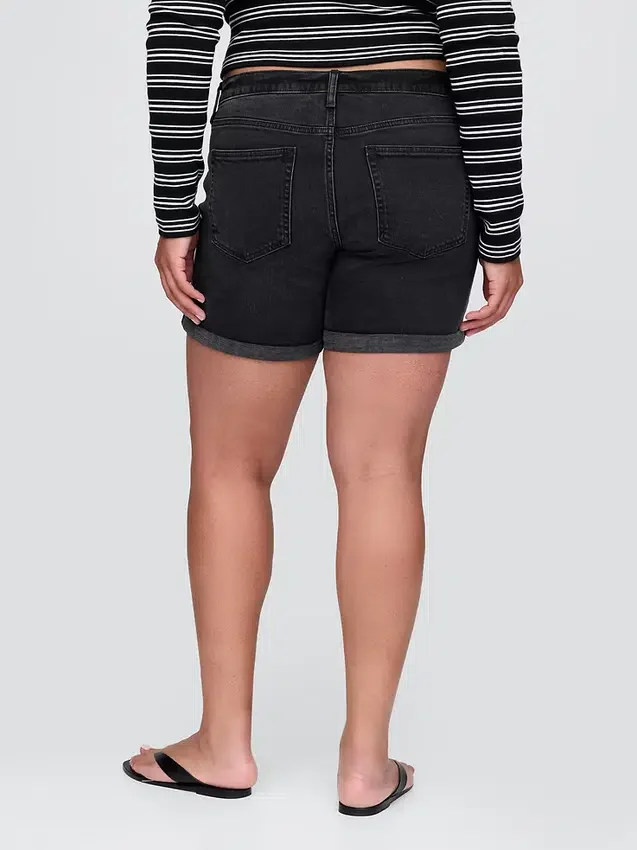 5" midjehöga girlfriend-shorts i denim