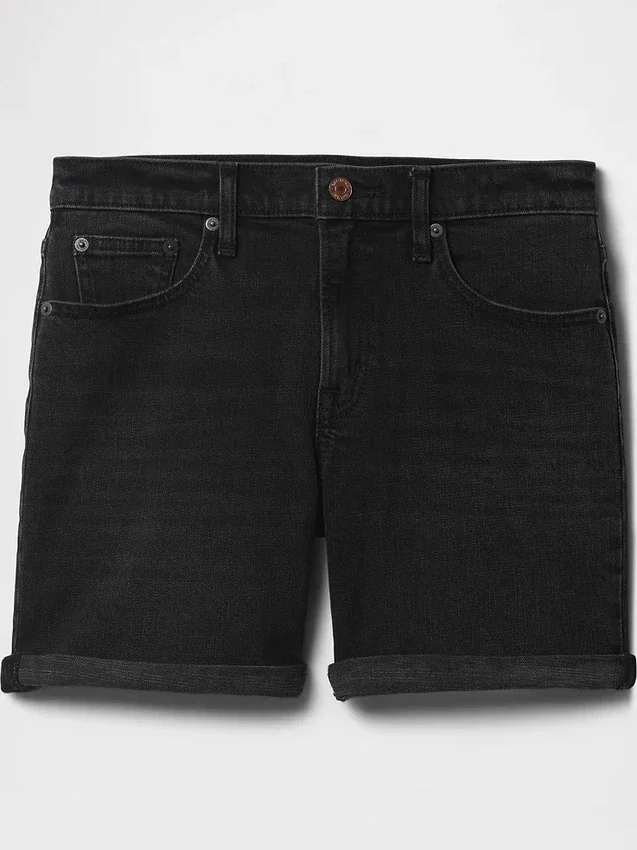 5" midjehöga girlfriend-shorts i denim