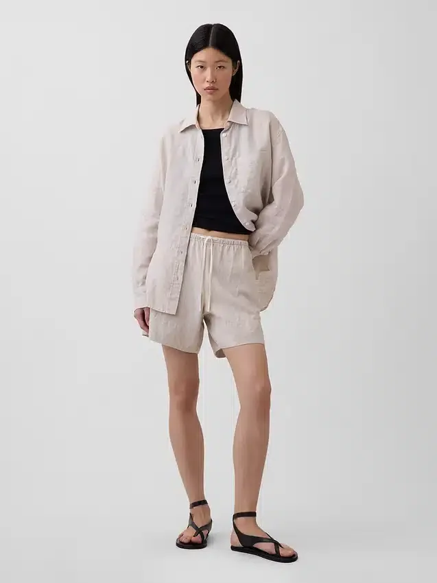 6" bekväma shorts i linneblandning