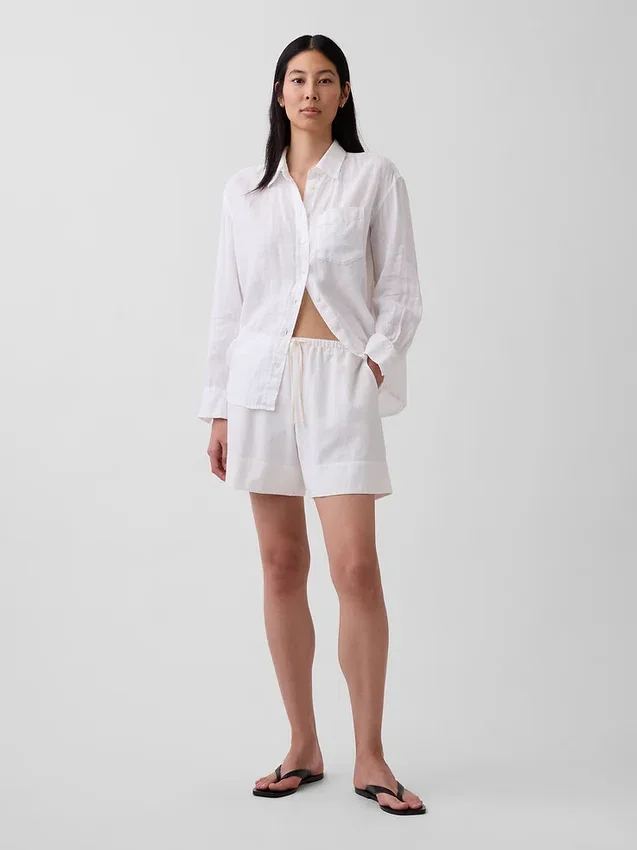 6" bekväma shorts i linneblandning