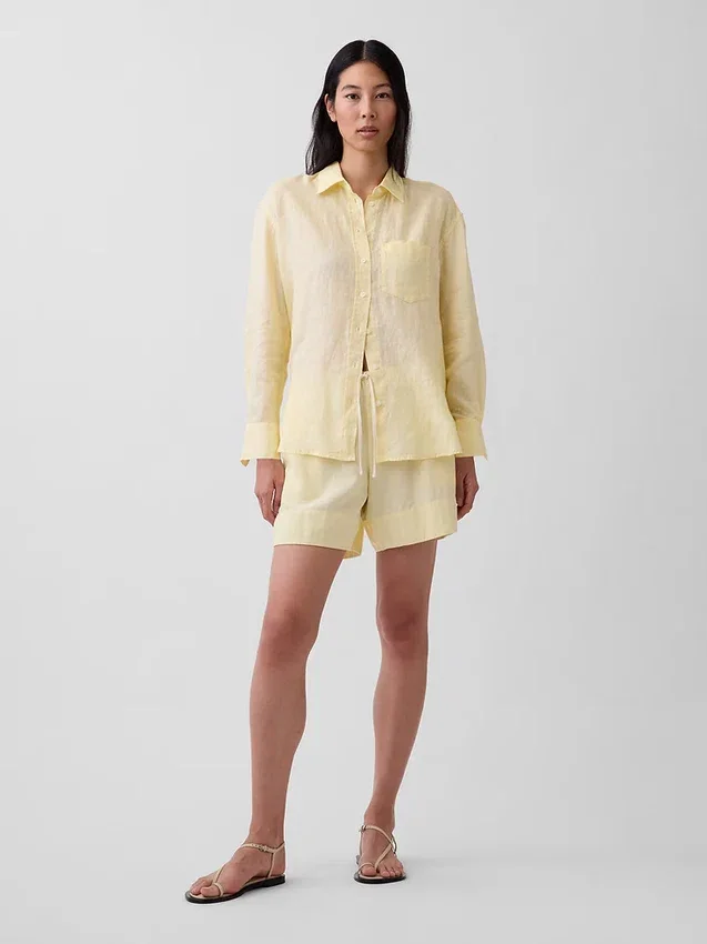 6" bekväma shorts i linneblandning