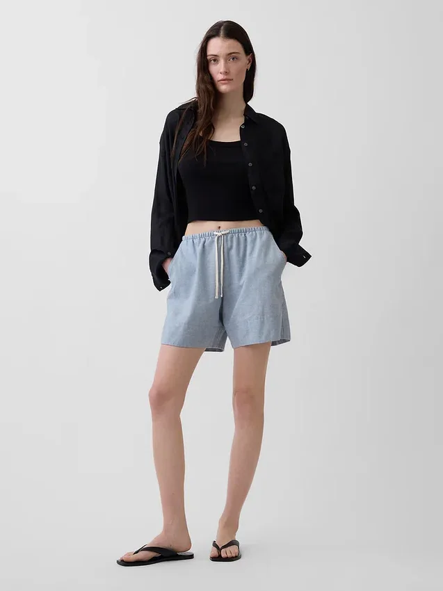 6" bekväma shorts i linneblandning