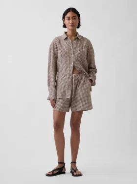 6" bekväma shorts i linneblandning
