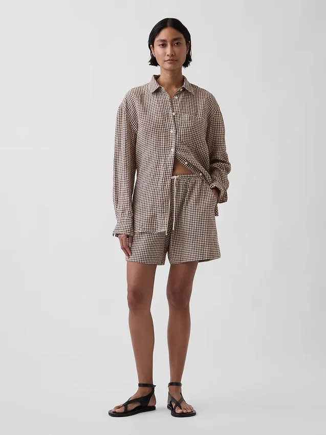 6" bekväma shorts i linneblandning