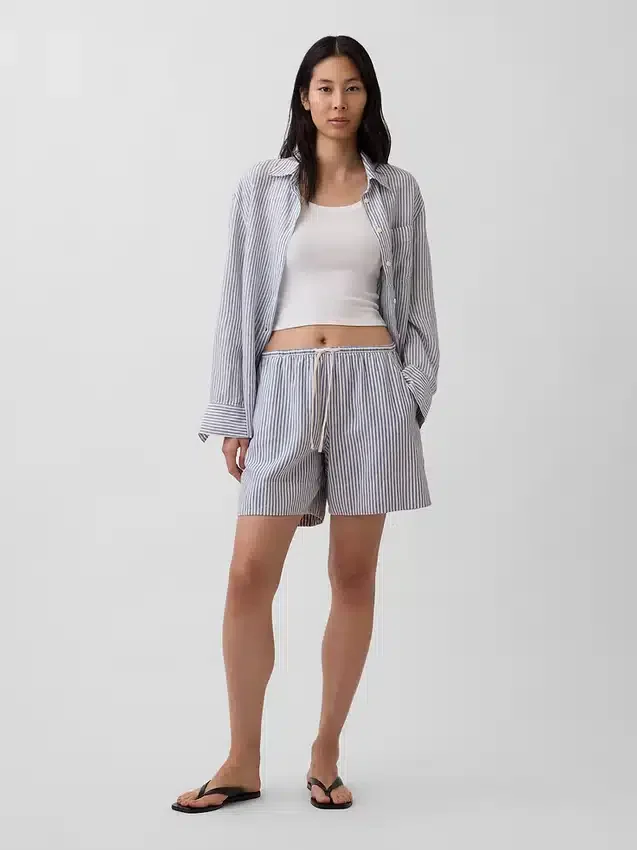 6" bekväma shorts i linneblandning