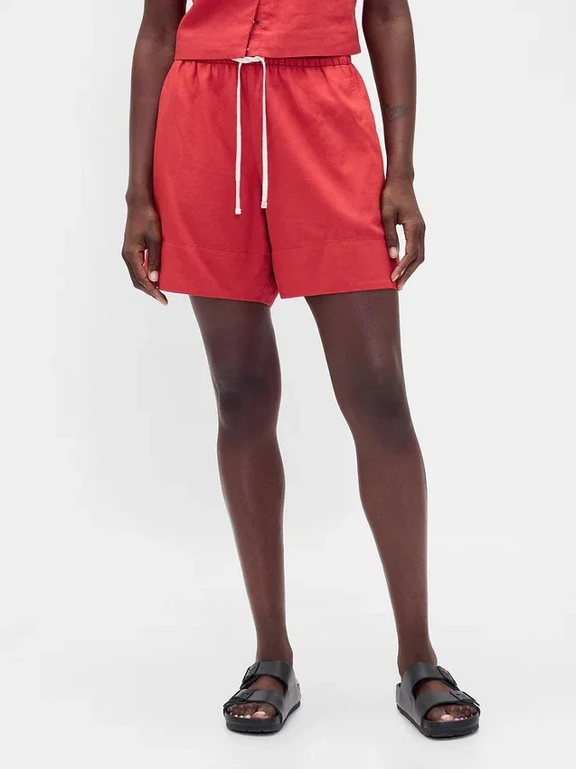 6" bekväma shorts i linneblandning