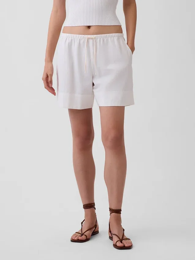 6" bekväma shorts i linneblandning