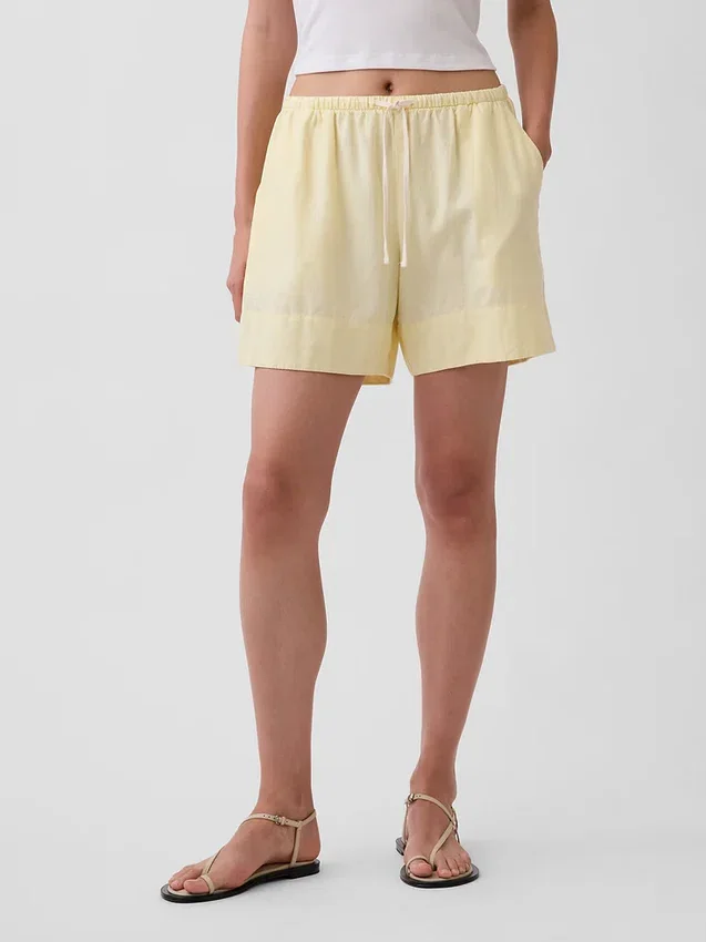 6" bekväma shorts i linneblandning