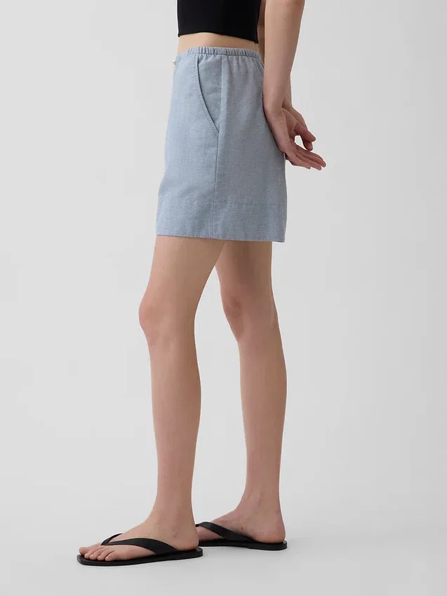 6" bekväma shorts i linneblandning