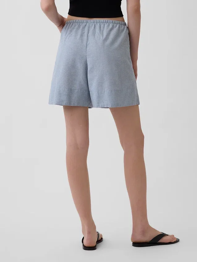 6" bekväma shorts i linneblandning