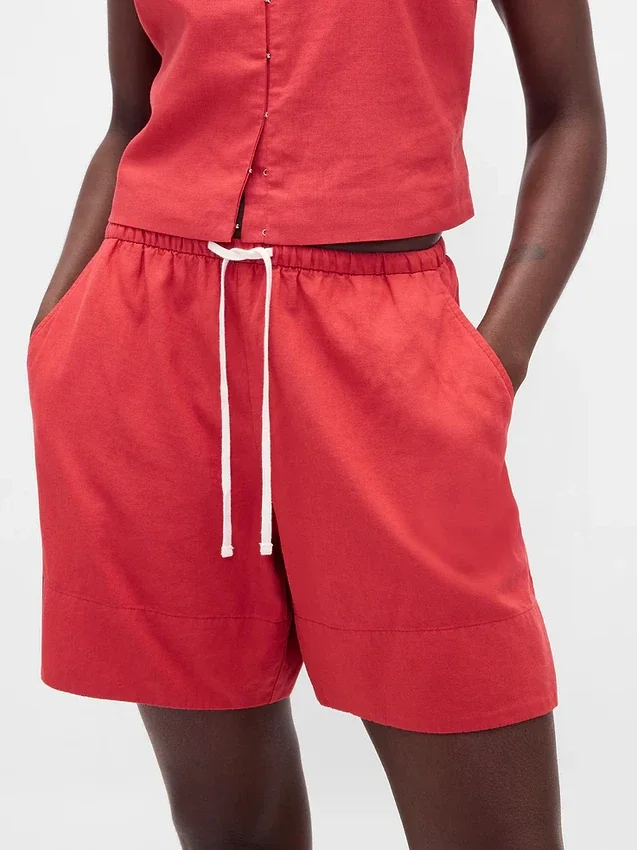 6" bekväma shorts i linneblandning