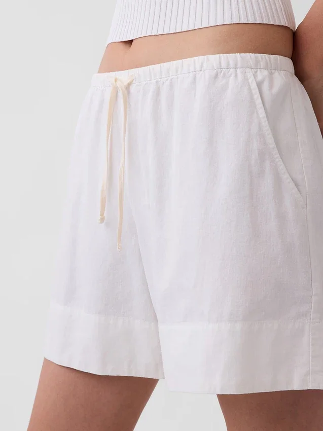 6" bekväma shorts i linneblandning