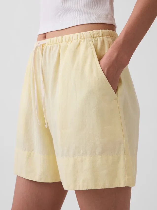 6" bekväma shorts i linneblandning