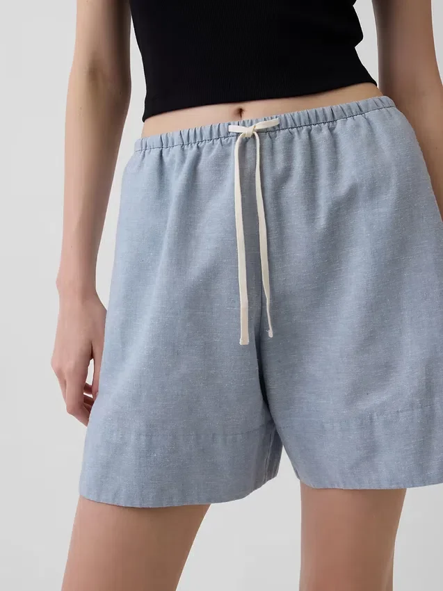 6" bekväma shorts i linneblandning