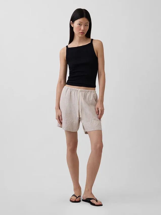 6" bekväma shorts i linneblandning