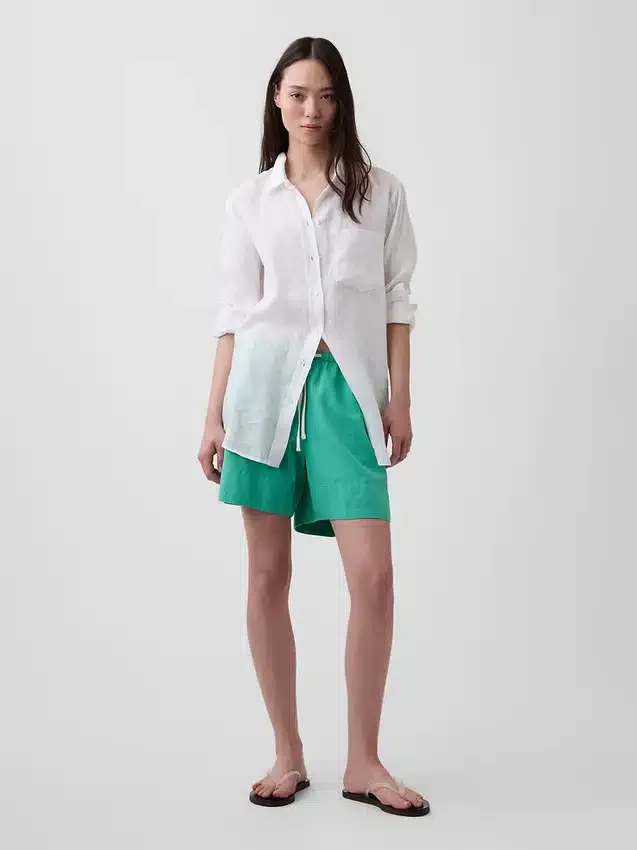 6" bekväma shorts i linneblandning