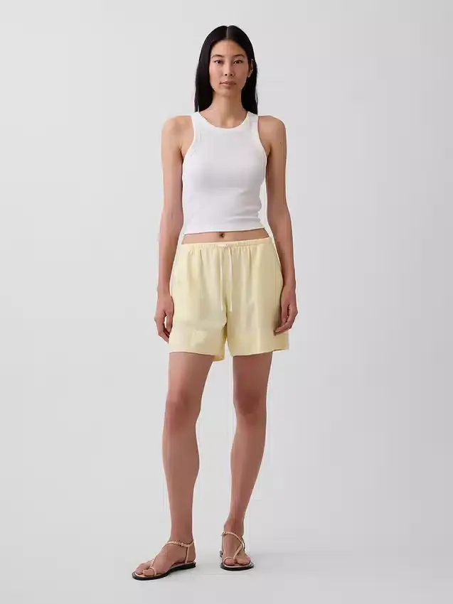 6" bekväma shorts i linneblandning
