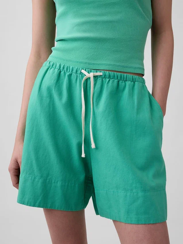 6" bekväma shorts i linneblandning