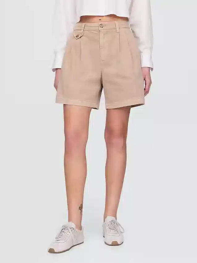 6" midhöga plisserade shorts i twill