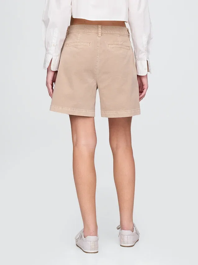 6" midhöga plisserade shorts i twill