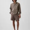 7,5" Shorts i linne-bomullsblandning