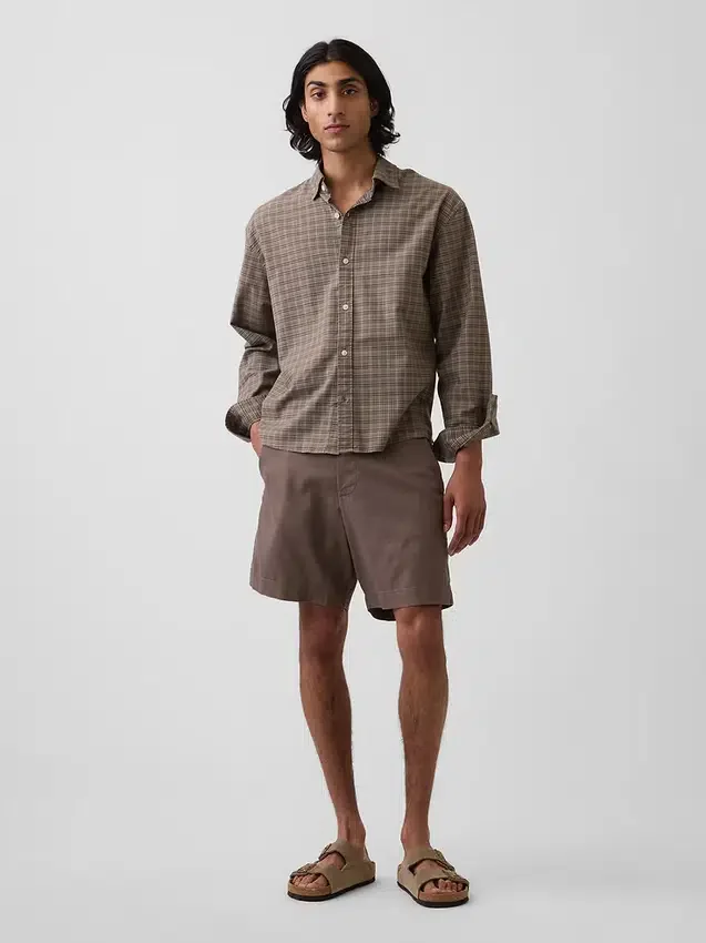 7,5" Shorts i linne-bomullsblandning