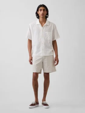 7,5" Shorts i linne-bomullsblandning