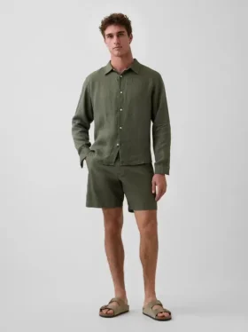 7,5" Shorts i linne-bomullsblandning