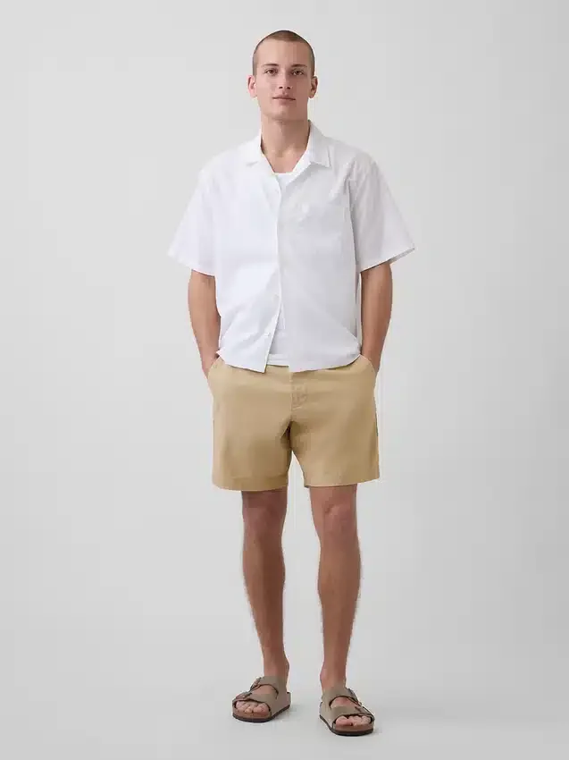 7,5" Shorts i linne-bomullsblandning