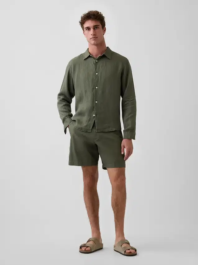 7,5" Shorts i linne-bomullsblandning