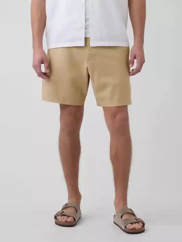 7,5" Shorts i linne-bomullsblandning