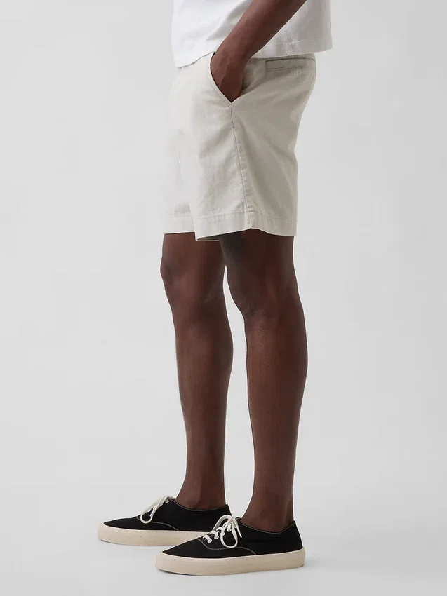 7,5" Shorts i linne-bomullsblandning