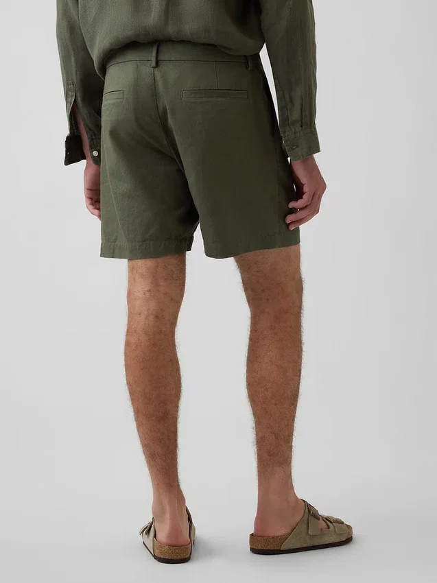 7,5" Shorts i linne-bomullsblandning