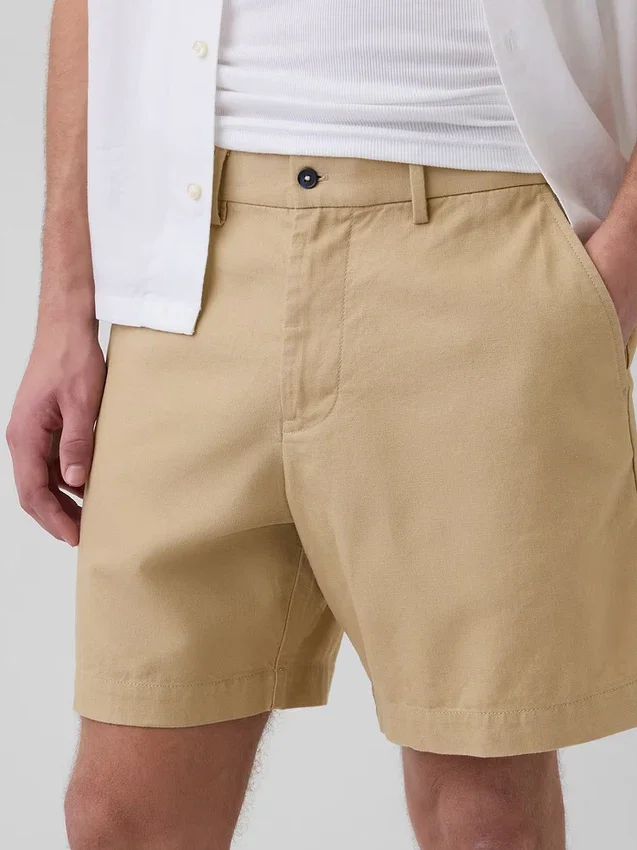 7,5" Shorts i linne-bomullsblandning