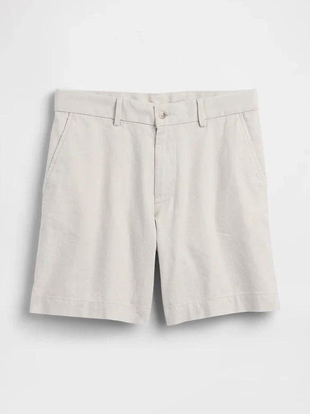 7,5" Shorts i linne-bomullsblandning
