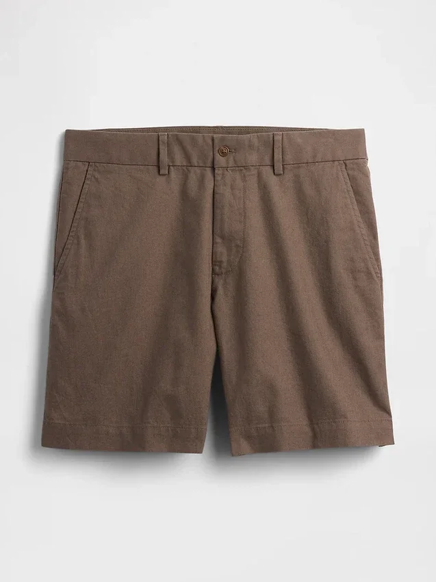 7,5" Shorts i linne-bomullsblandning