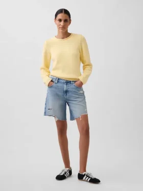 8" Bermudashorts i denim med medelhög midja och lös passform