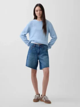 8" Bermudashorts i denim med medelhög midja och lös passform