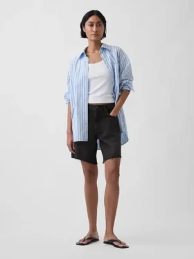 8" Bermudashorts i denim med medelhög midja och lös passform