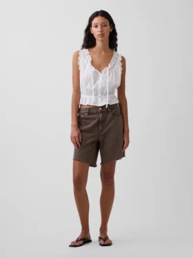 8" Bermudashorts i denim med medelhög midja och lös passform