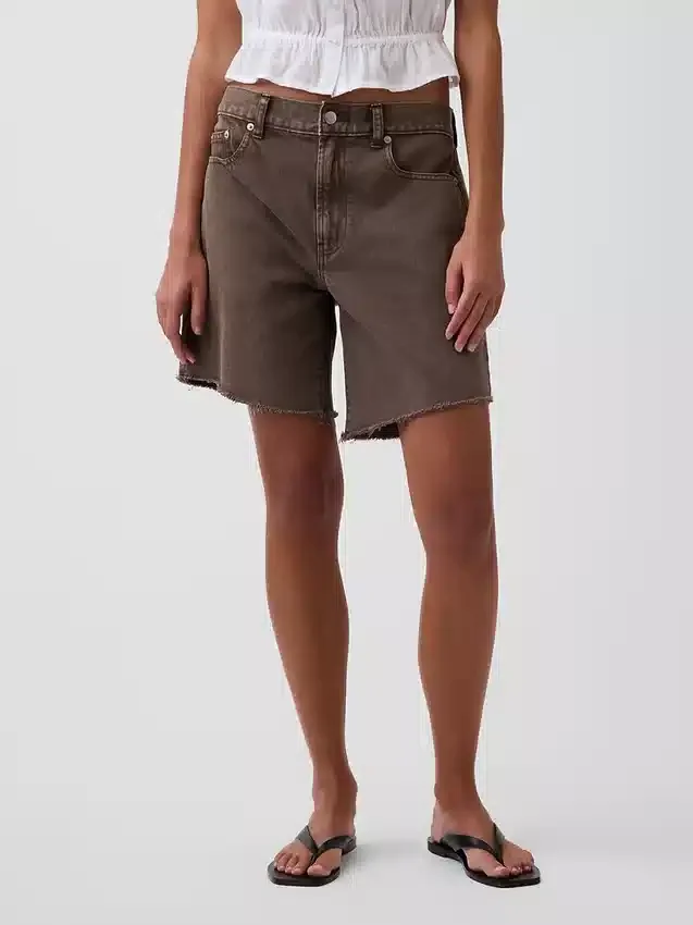 8" Bermudashorts i denim med medelhög midja och lös passform