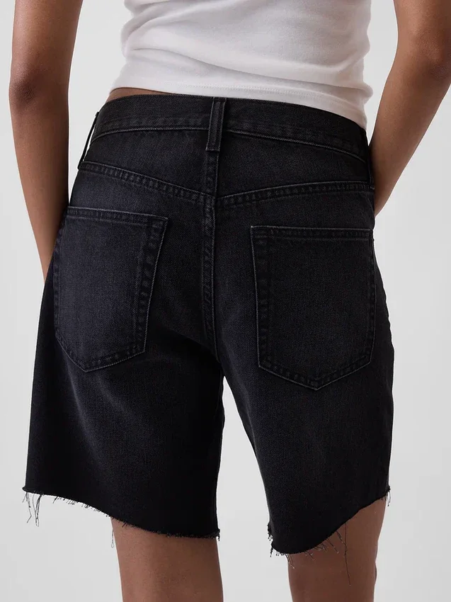 8" Bermudashorts i denim med medelhög midja och lös passform