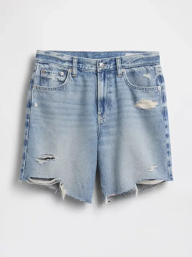 8" Bermudashorts i denim med medelhög midja och lös passform