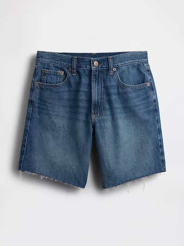 8" Bermudashorts i denim med medelhög midja och lös passform