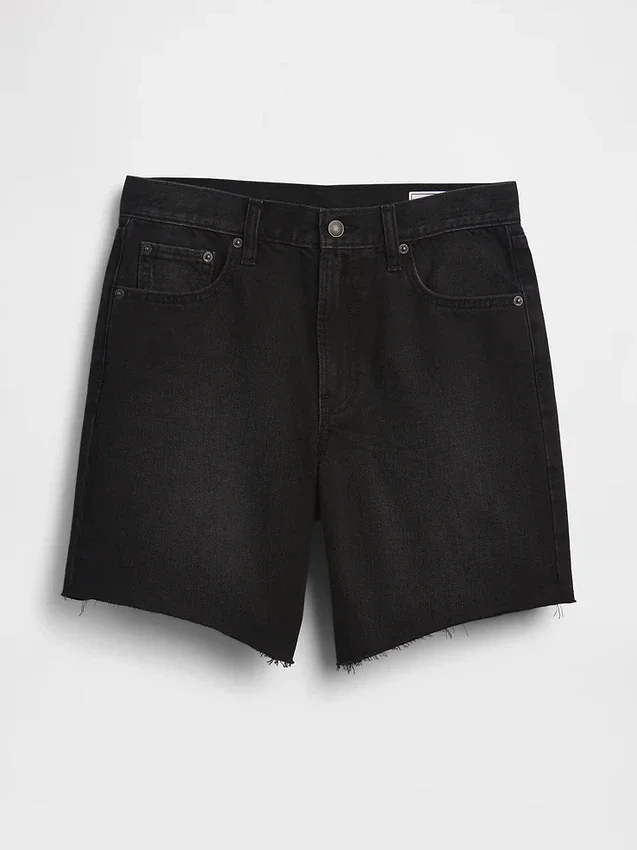 8" Bermudashorts i denim med medelhög midja och lös passform