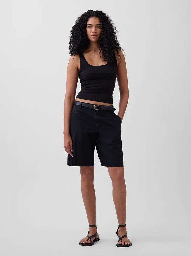 9" lågmidjade shorts i linneblandning