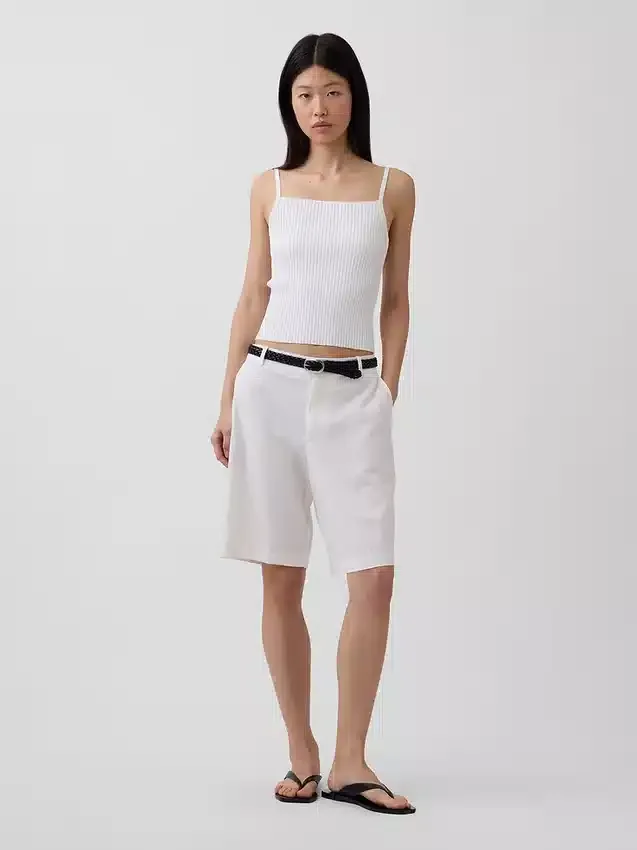 9" lågmidjade shorts i linneblandning