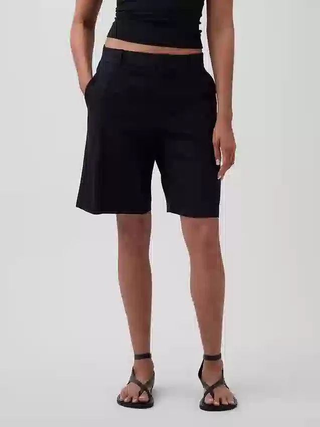 9" lågmidjade shorts i linneblandning