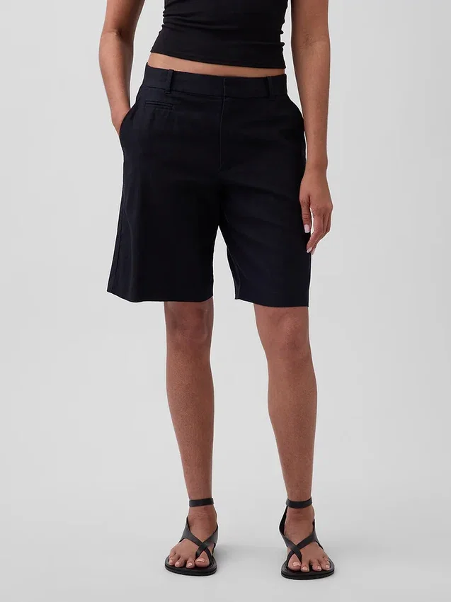 9" lågmidjade shorts i linneblandning